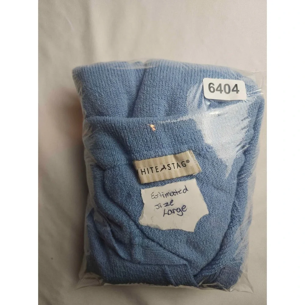 White Stag Blue Knit Polo Sweater Collared 3/4 Sleeve Large Womens